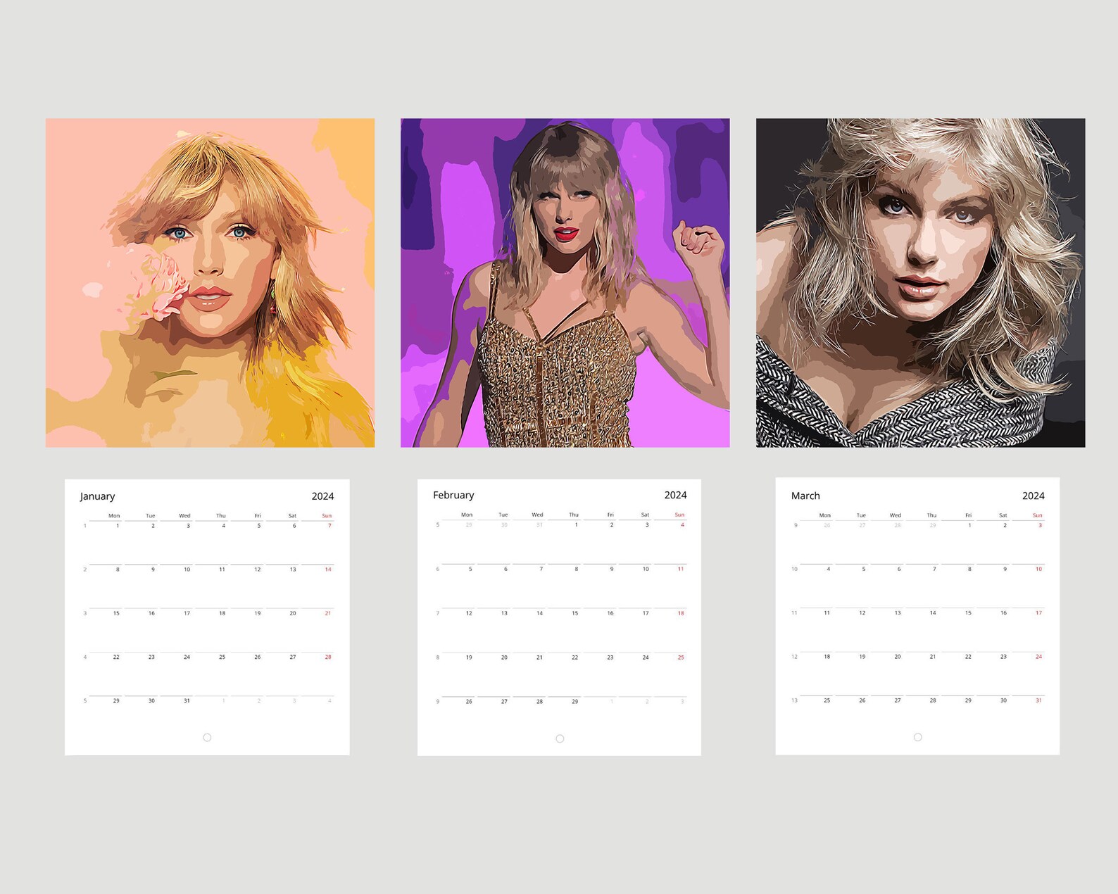 Taylor Swift Calendar 2024 Wall Calendar Swiftie the Eras Etsy Canada