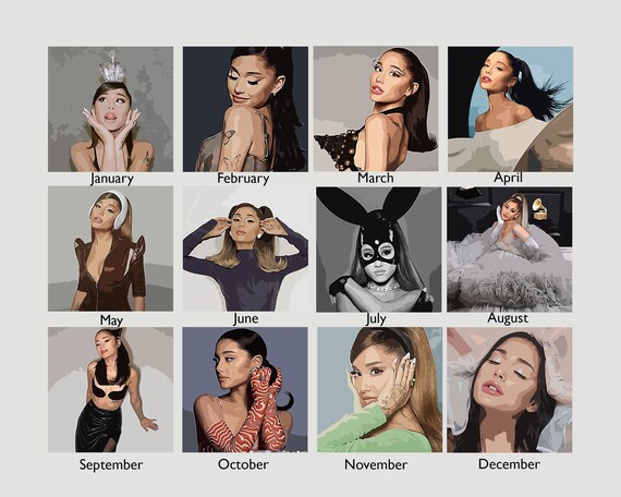Ariana Grande, 2024 Wall Calendar, Arianators, Custom 12 Month Calendar,  Celebrity Merch, Pop Music Gift, Music Poster, Music Print, Fan Art - Etsy