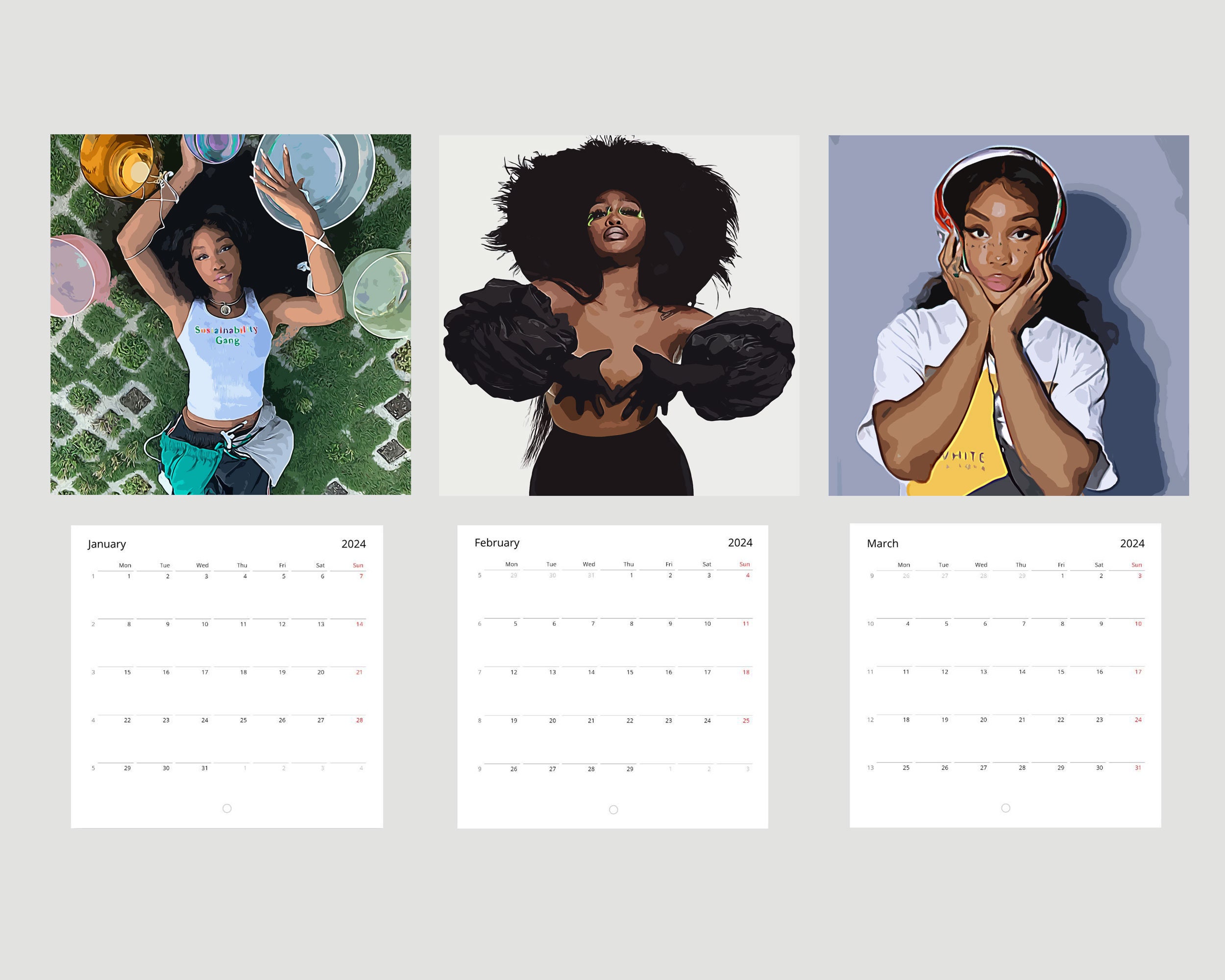 SZA, 2025 Wall Calendar, Black Girl Magic, SZA Merch, 12 Month Calendar