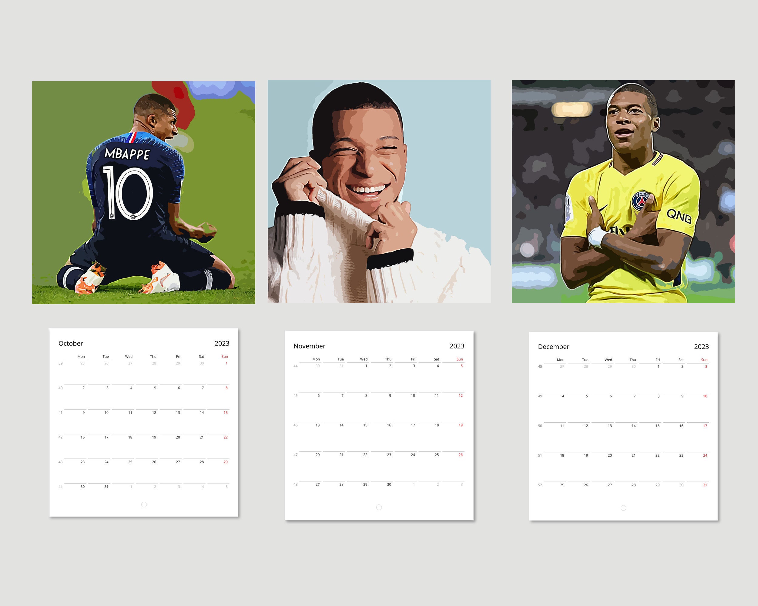 Kylian Mbappe France, 2024 Wall Calendar, Soccer, Football, FIFA