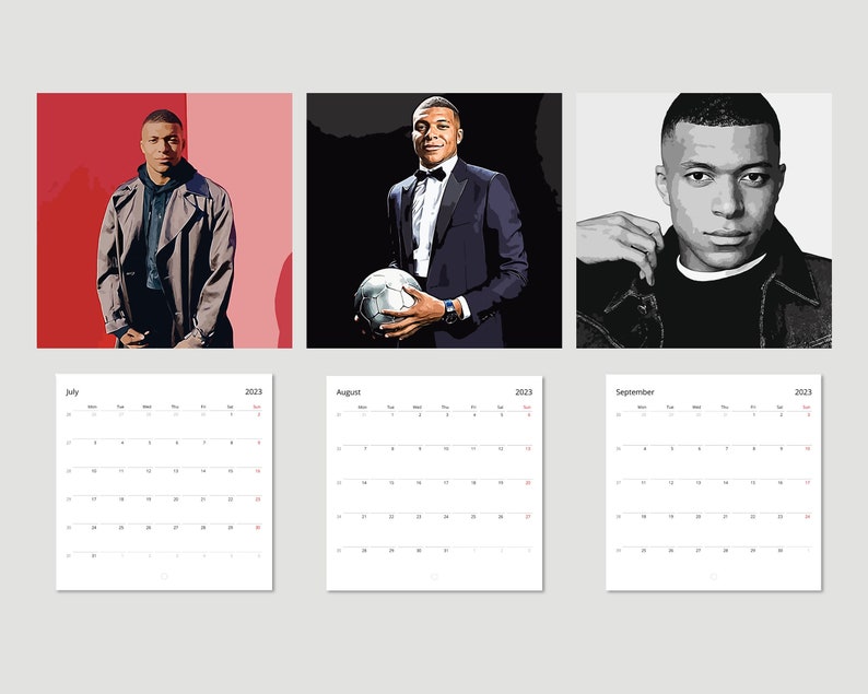 Kylian Mbappe France, 2024 Wall Calendar, Soccer, Football, FIFA