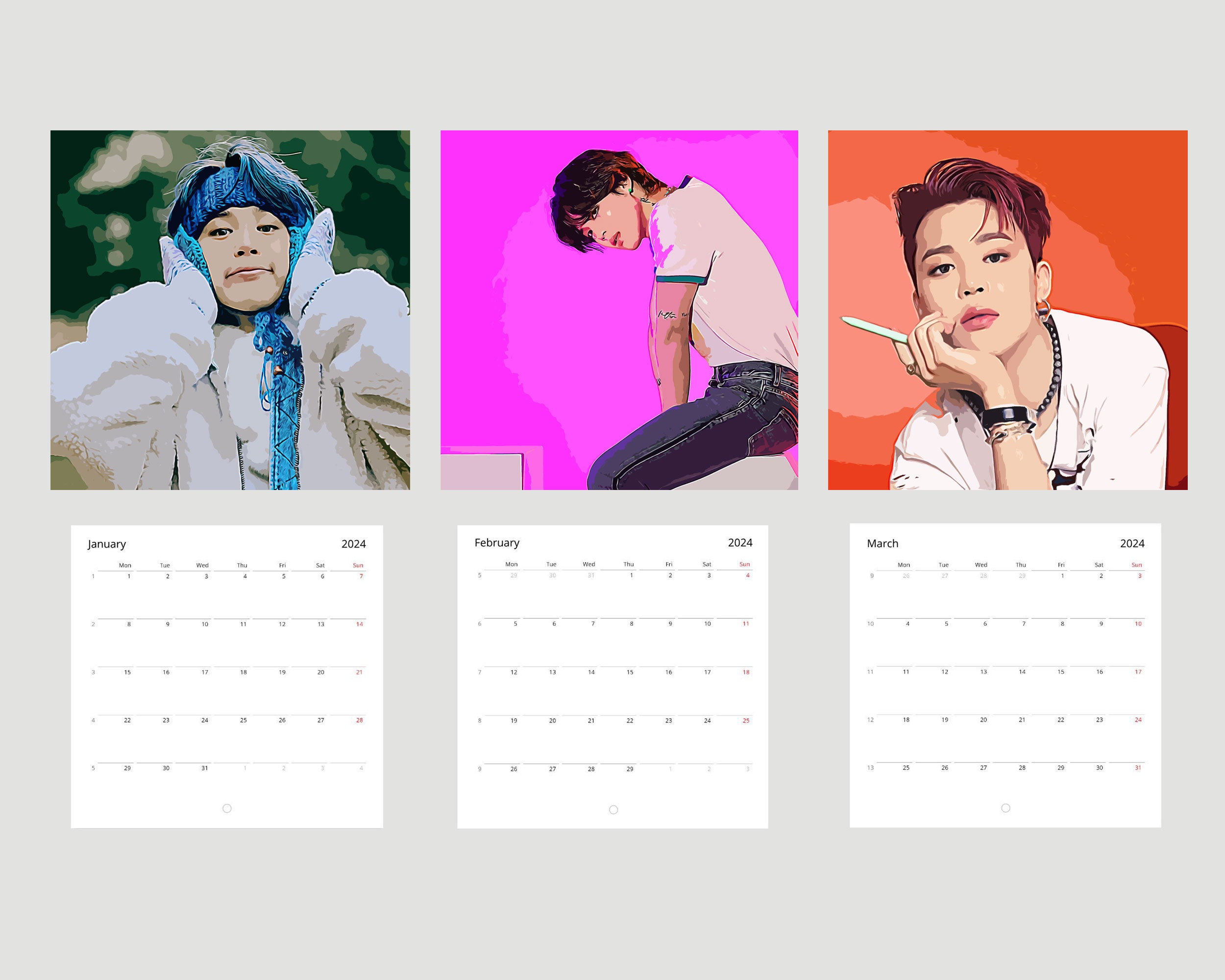 BTS Park Jimin 2024 Calendar BTS Jimin Merch Kpop 12 Month Etsy