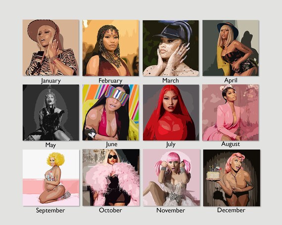 nicki-minaj-2024-wall-calendar-music-wall-art-12-month-calendar-student-year-planner-celebrity-calendar-home-decor-custom-calendar-etsy-singapore