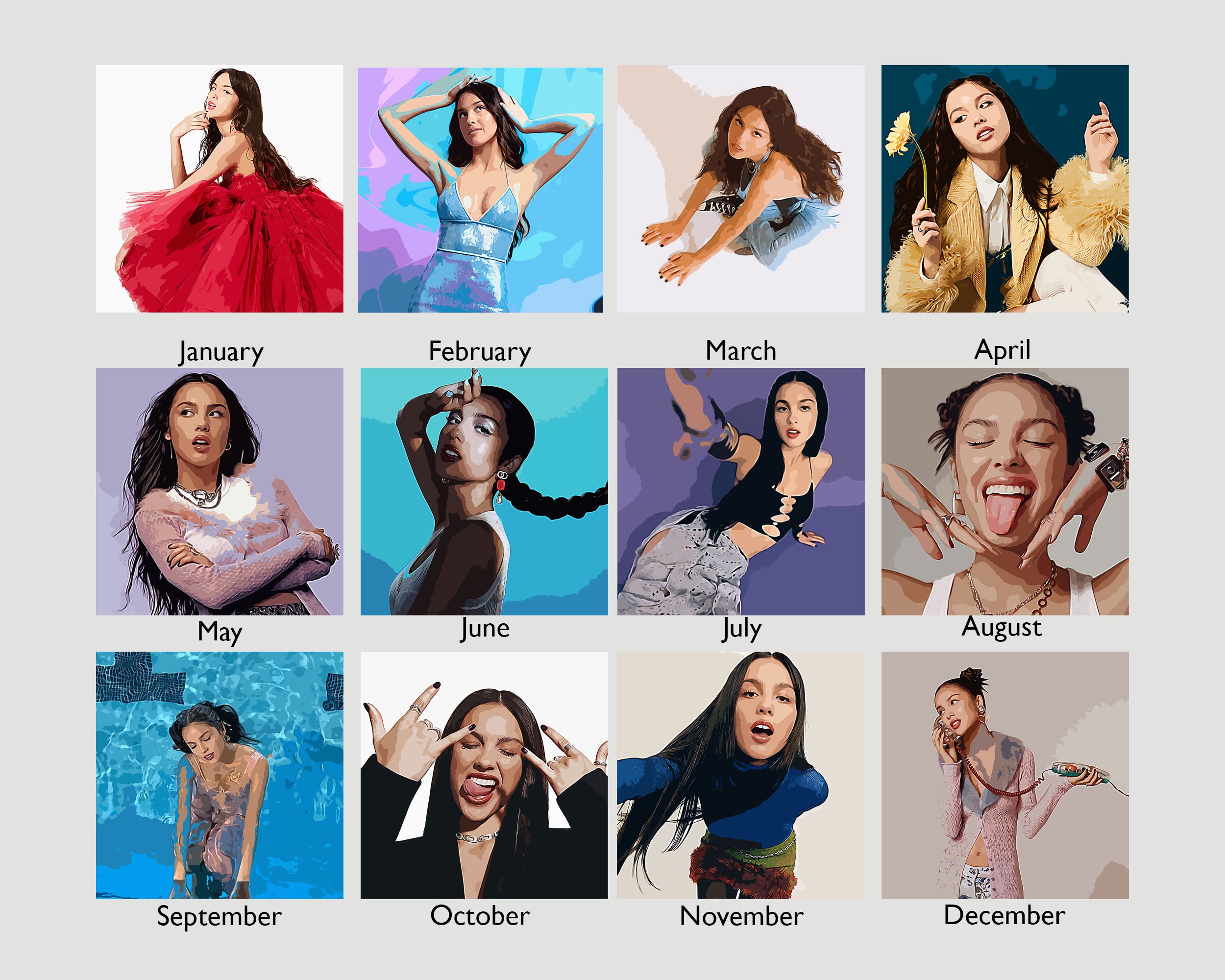 Olivia Rodrigo, 2024 Wall Calendar, 12 Month Calendar sold by Afterward