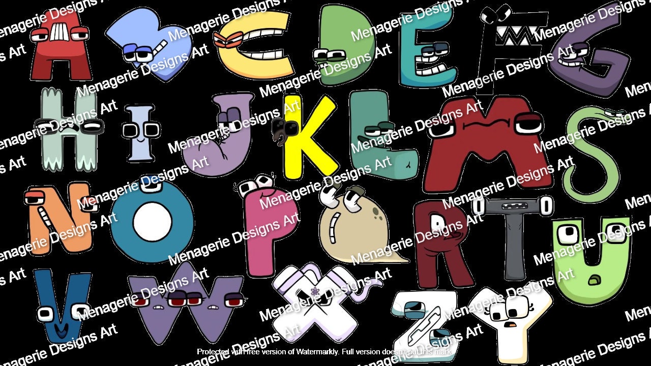 A PNG of All of the alphabet lore characters I could fit into a