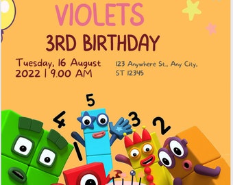 Numberblocks Birthday Invitation, Numberblocks Party, Printable and Digital Invitation (Personalized)
