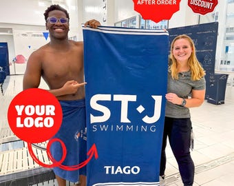 Custom Logo Beach Towel, Personalized Team Gift , Corporate Gift