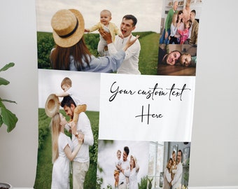 Custom Photo Blanket Grandma, Personalized Picture for family , Photos Collage Grandma Gift, Photo Blanket Mom, Blanket With Photo and Text