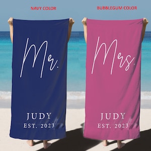 Mr. and Mrs. Beach Towels,Bride Personalized Beach Towel,Couple Pool Towel , Wedding Newlywed Honeymoon Gift,Wedding Gift,towel,gift