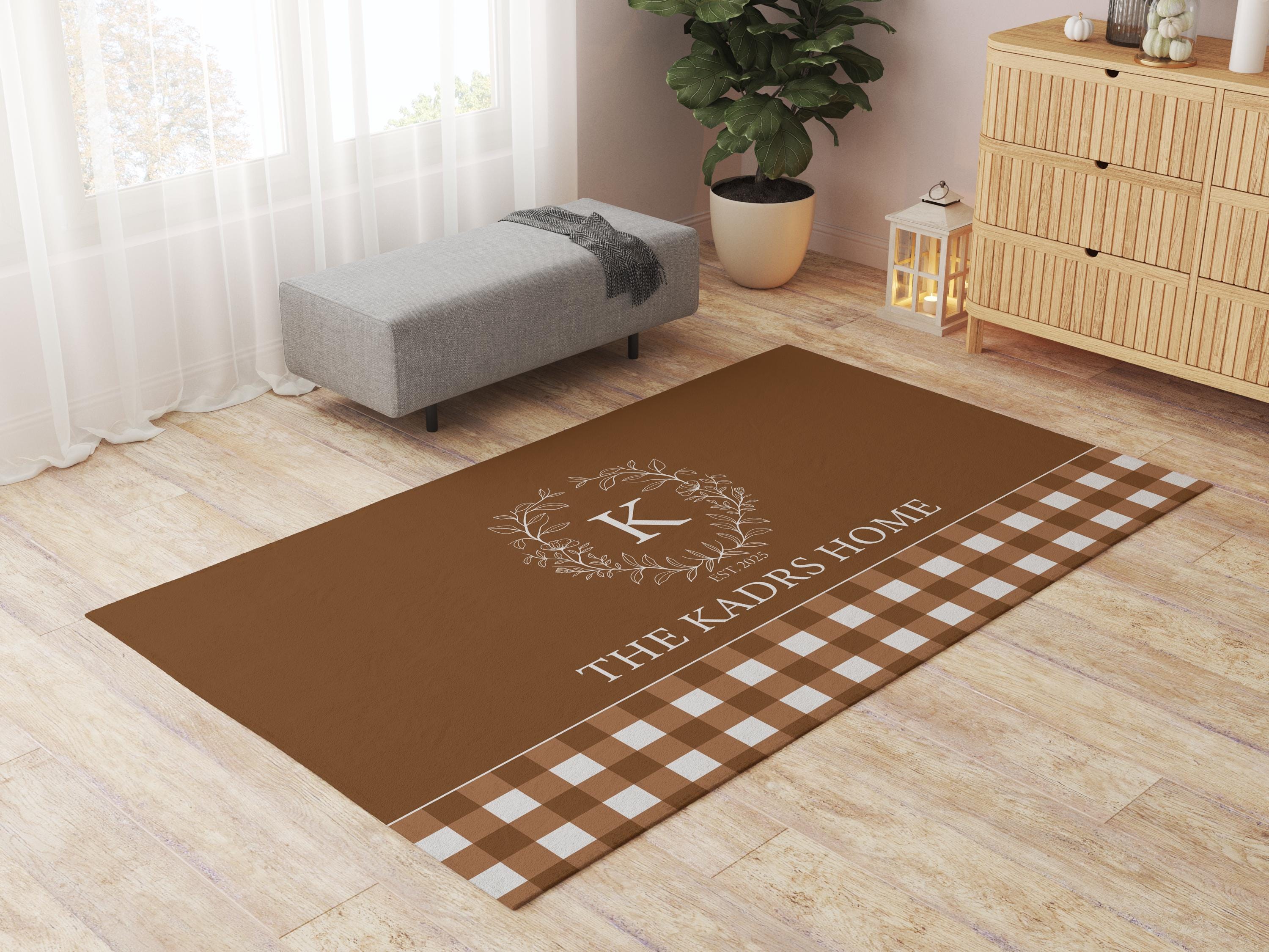 Custom Family Name Chenille Rug: Personalized Monogram Welcome Mat - Etsy