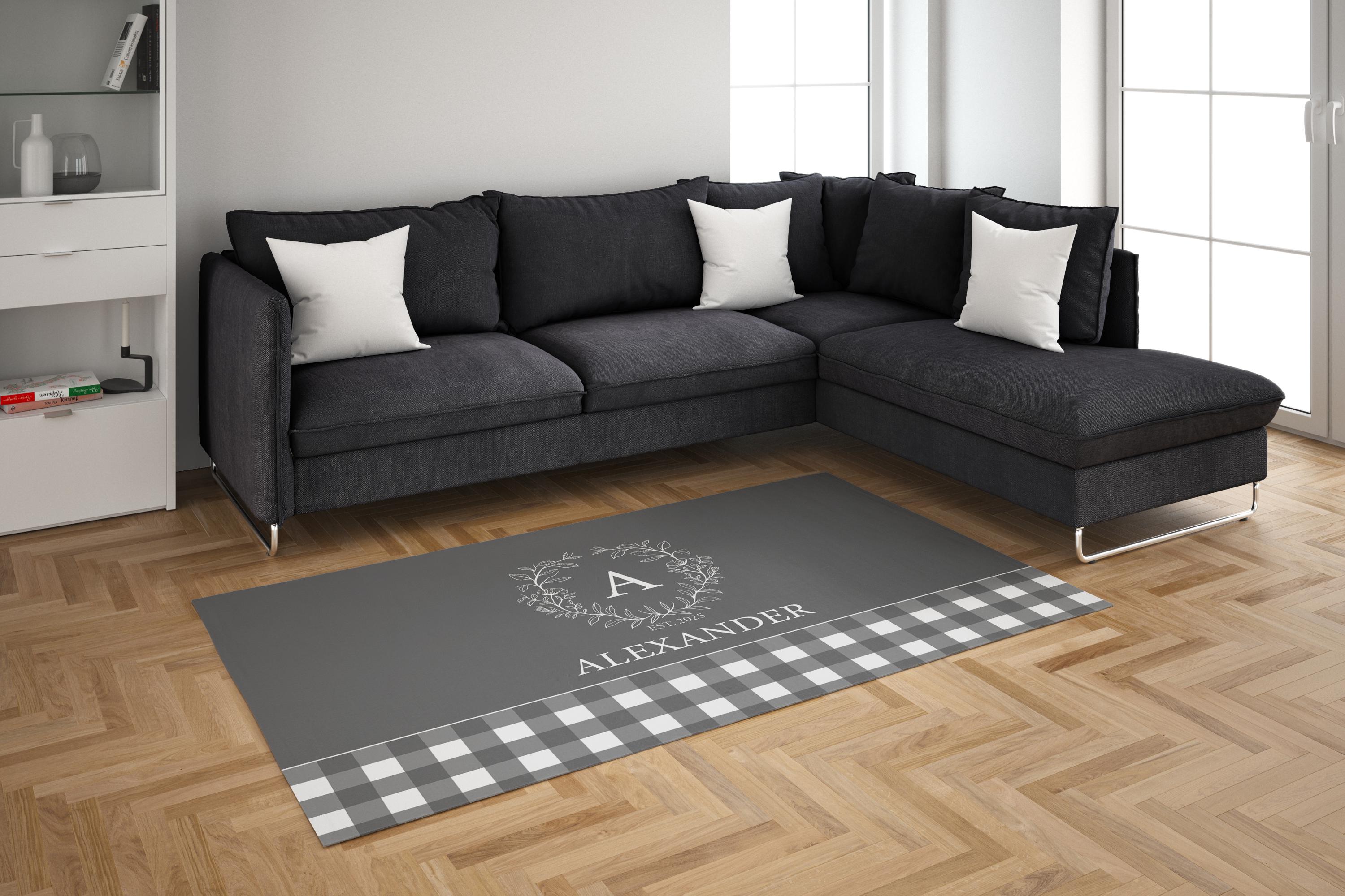 Famval Rug Custom Family Name Chenille Rug: Personalized Monogram Welcome Mat - Etsy