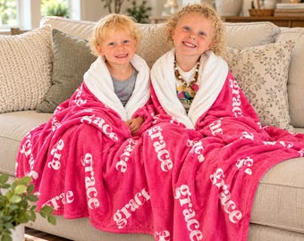Personalized Kids Name Blanket:Personalized Custom Blanket, Baby Girl Blanket, Name Blanket, Girl Blanket Gift, Baby Blanket, Kids Blanket
