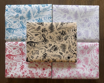 Block Print Bunnies Fabric,Bunny Rabbit Chinoiseries Fabric,Vintage Floral Oriental Cotton by Yard Fat Quarter,Hares Woodland Neutral Fabric