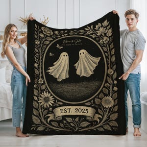 Ghost Couple &#39;Till Death Do Us Part&#39;,Custom Ghost Decor,Halloween Couple Gift,Til Death Blanket,Personalized Wedding Blanket,halloween
