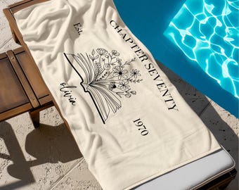 Toalla de playa personalizada para 70 cumpleaños: regalo con nombre personalizado