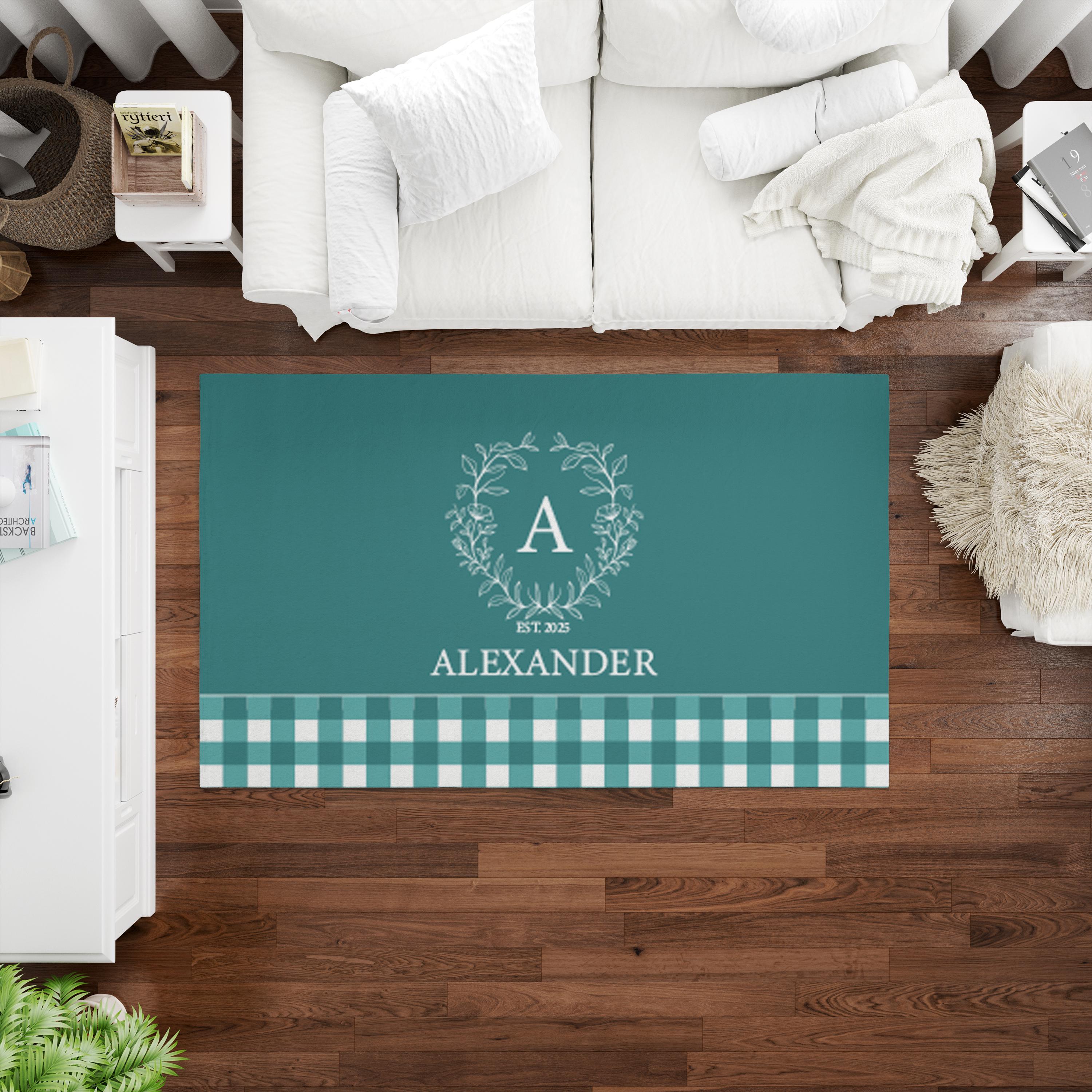 Famval Rug Custom Family Name Chenille Rug: Personalized Monogram Welcome Mat - Etsy