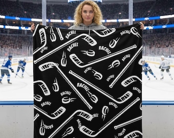 Personalized Hockey Blanket, Custom Ice Hockey Throw with Name & Colors, Cozy Sports Fan Gift, Team, Match Day, Game Day, Sport Decor