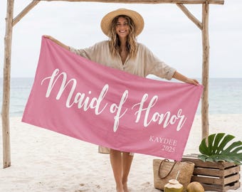 Personalized Maid of Honor Beach Towel: Custom Wedding Party Gift