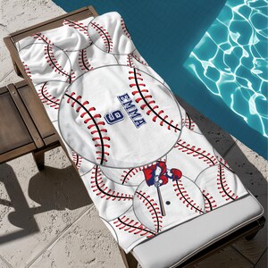 Custom Baseball Team Towel | Baseball Team Logo | Custom Beach Towel | Personalized Pool Towel | Kids Birthday Gift | Number Name on Towel