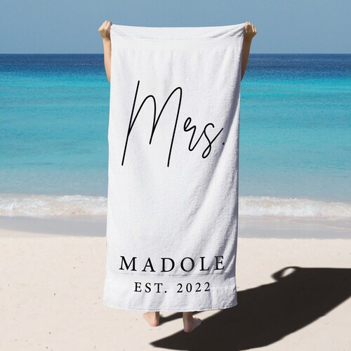 Mrs and Mr Beach Towels for Honeymoon Just Married Etsy