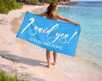 Personalized Bride Beach Towel,i said yes beach towel,Bachelorette Party Gift,Bride Tribe Towel,Future Mrs Gift,Engagement Gift, bride towel