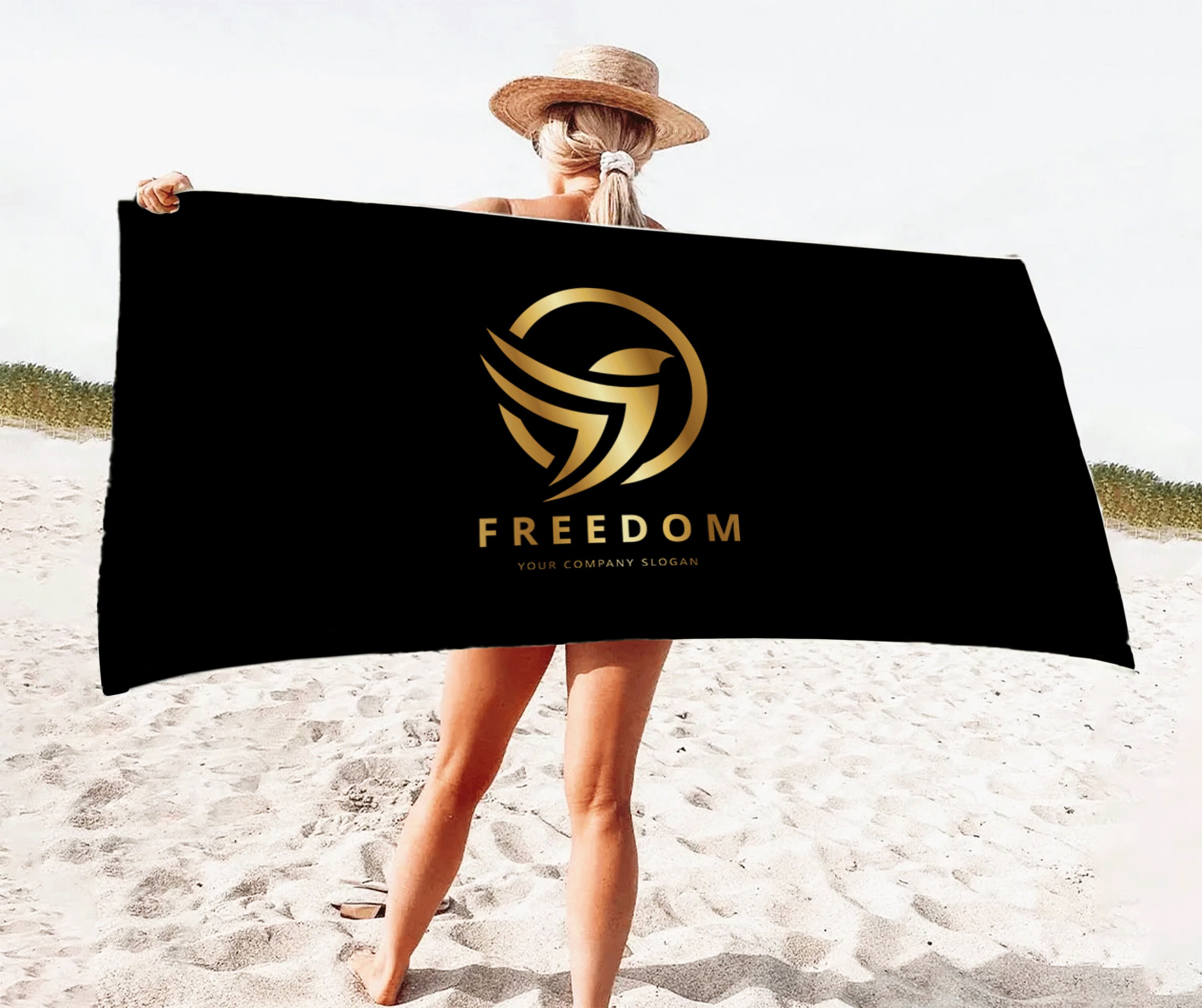 Custom Beach Towel With Logo Logo Design on a Towel Etsy