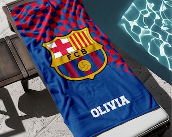 Personalized Soccer Beach Towel: Custom Name Gift for Boys,Custom Team Logo, Name - Sports Gift