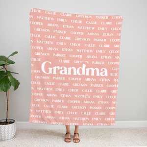 Grandma & Grandpa Custom Family Name Blanket, Anniversary Birthday Christmas Gift  for dad mom grandma , Personalized Family Name Blanket