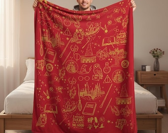 Manta personalizada de mago místico: diseño sin costuras, regalo personalizado, regalo de Navidad personalizado, manta mágica de mago, el mejor regalo para fans, escuela de magia.