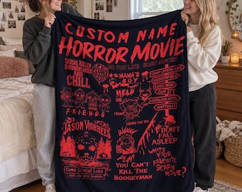 Personalized Name Horror Movie Blanket: Halloween Horror Movie,Freddy, Michael Myers Halloween Decor, ghostface gifts,Spooky Decor
