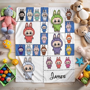 Personalized Labubu Blanket,custom blanket for Kids,Personalized Gift,Soft Baby Blanket for Girls,Christmas gift,labubu,blanket