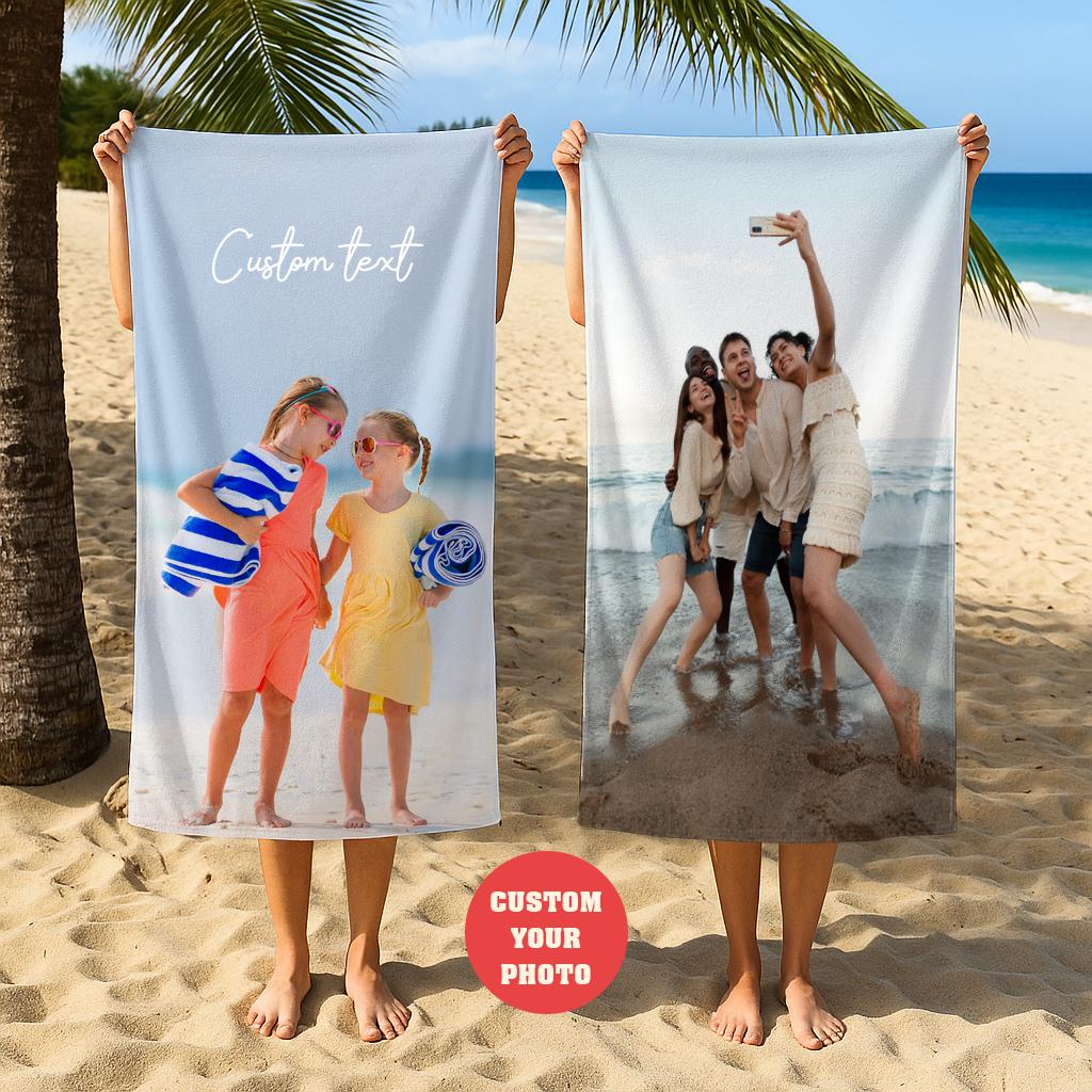 Custom Picture Beach Towel,Personalized Photo Towel,Christmas Birthday Anniversary Team logo Company Pet Repair Photo Beach Towel Gift,towel