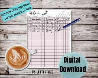 Printable Tumbler Order List