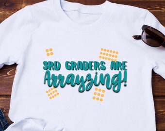 Matriz de matemáticas de camisa de maestro de 3er grado, regalo de maestro, apreciación del maestro, camisa de matemáticas, camisas de maestro de tercer grado, camisa de multiplicación, equipo