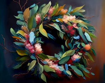 Dream of the Eucalyptus Wreath Collection - Eucalyptus Garland Bundle of 5 Instant Download Painterly Digital Prints in 4k