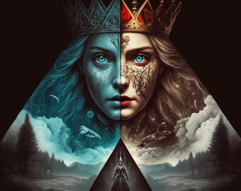 The Horrors of Wonderland: The Queens of Paradox - Abe Choi, Instant Download 2k 4k 8k, Alice in Wonderland Print