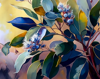 Eucalyptus Dream Collection - Eucalyptus Garland Bundle of 5 Instant Download Painterly Digital Prints in 4k
