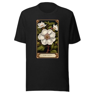 Le tarot fleuri: aubépine, chemise de fleur de naissance de tarot botanique