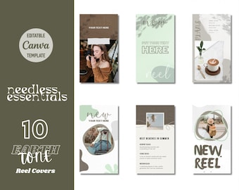 Modelli di bobine Canva, bobine di Instagram, modelli di copertine di bobine modificabili, tonalità della terra