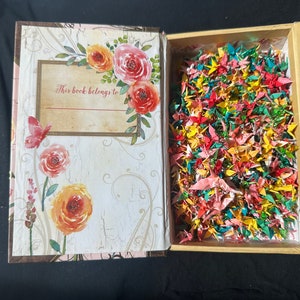 1000 miniature origami paper cranes, assorted sizes