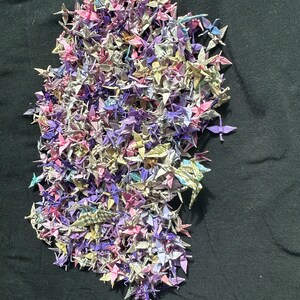 1000 miniature origami paper cranes, assorted sizes
