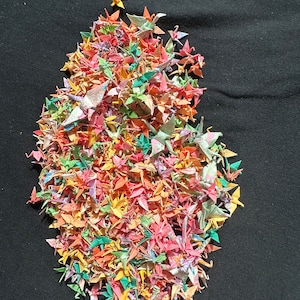 1000 miniature origami paper cranes, assorted sizes