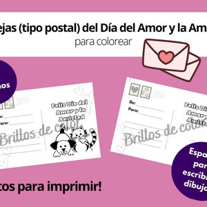 Cartes (type carte postale) à colorier - Fête de l'Amour et de l'Amitié/ Saint Valentin