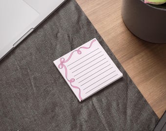 Pink Bow Post It Notes with Writing Lines