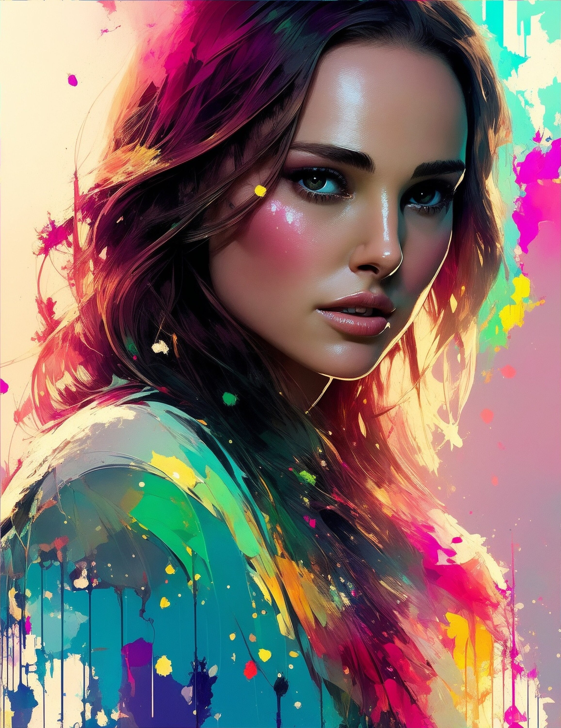 Poster Toile Natalie Portman Noir & Blanc - Décoration Murale Moderne 30x45 Cm - Impression Haute Qualité