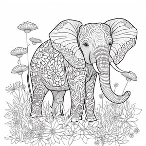 Elephant | Coloring Book Page | Instant Download