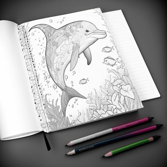 Dolphin Coloring Book: Stress-relief Coloring Book For Grown-ups ,Adults