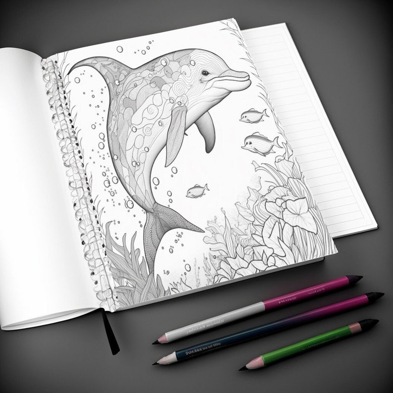 Dolphin | Coloring Book Page | Instant Download - Etsy