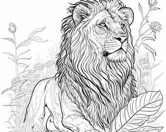 Lion | Coloring Book Page | Instant Download
