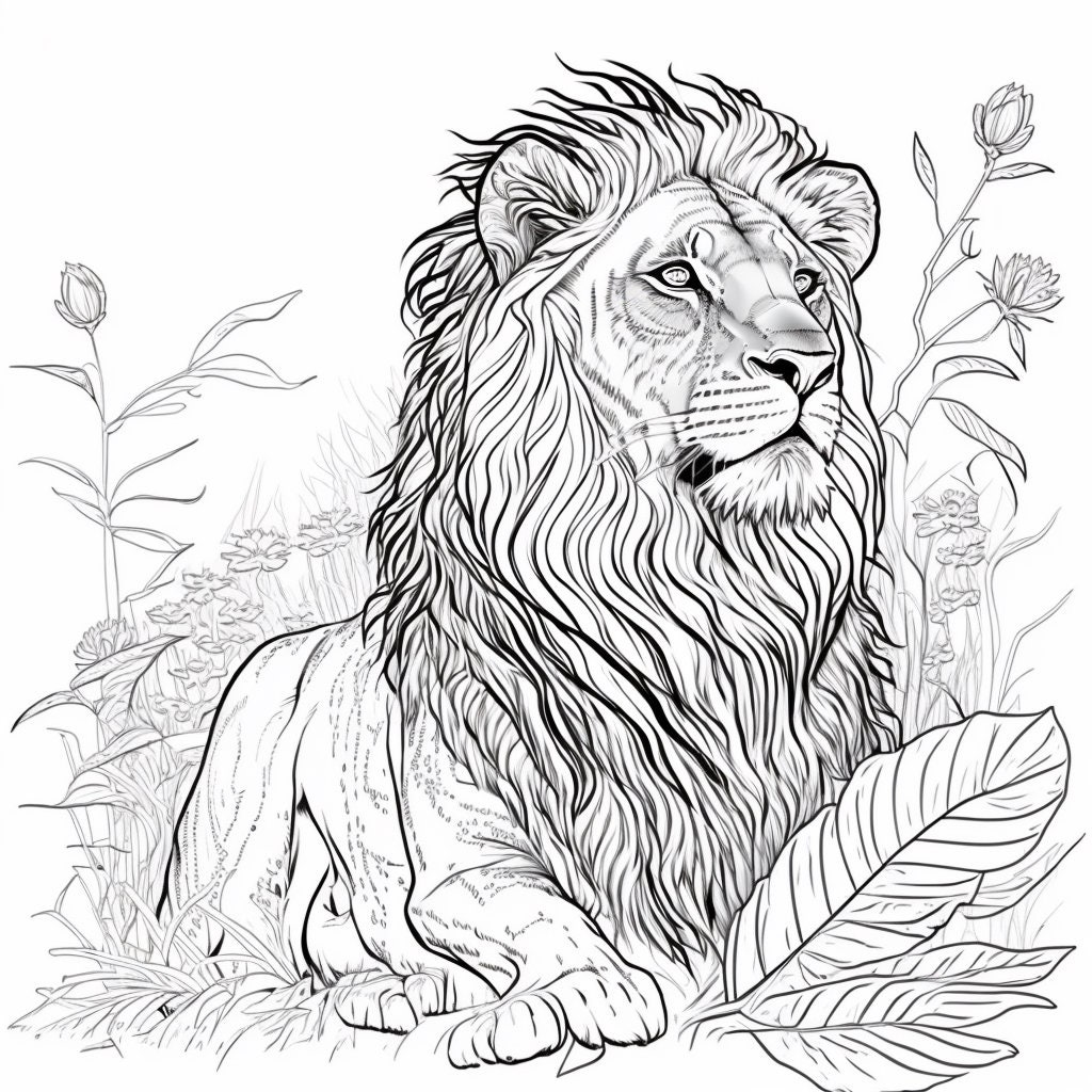 Realistic Lion Coloring Pages